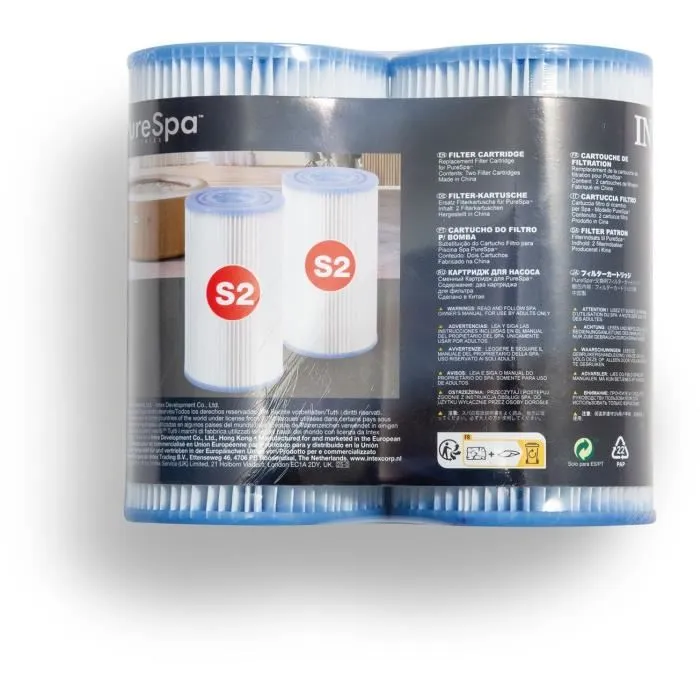 Intex - Lot de 2 Filtres en Fibre Dacron Résistante, Nettoyable et Remplaçable - Pour Spa Pure Spa