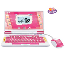 V-Tech Genio XL Bilingue Rose - Ordinateur Portable Éducatif 180 Activités Anglais Espagnol 80-581267