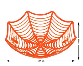 Atosa Assiette Décorative Orange en Forme de Toile d'Araignée avec Arachnide