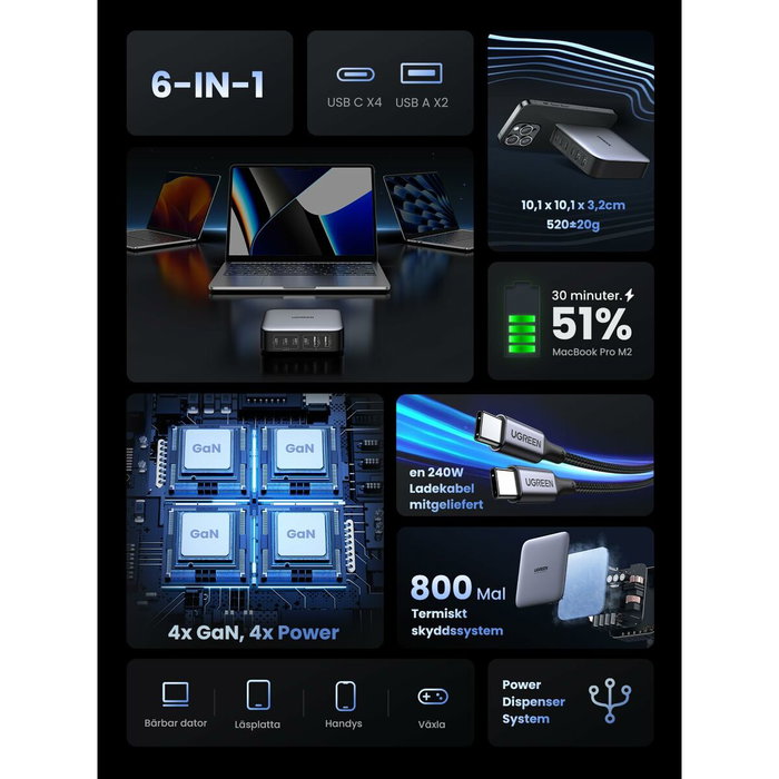 Câble USB vers Lightning Ugreen 40914 Noir Gris 2 m