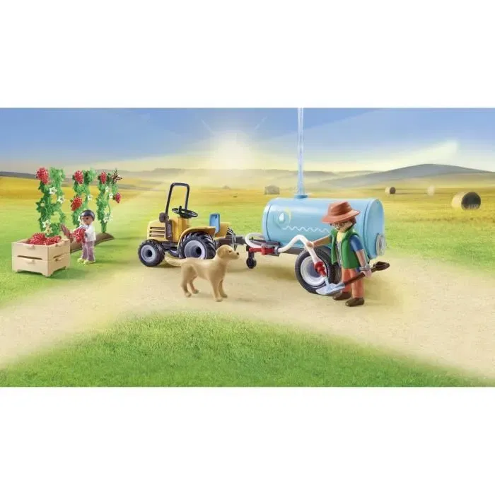 Playmobil 71442 - Figurine de Fermier avec Tracteur et Citerne à Eau, Thème La Vie à la Ferme Country, 117 Pièces, Jouet de Construction dès 4 Ans