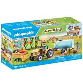 Playmobil 71442 - Figurine de Fermier avec Tracteur et Citerne à Eau, Thème La Vie à la Ferme Country, 117 Pièces, Jouet de Construction dès 4 Ans