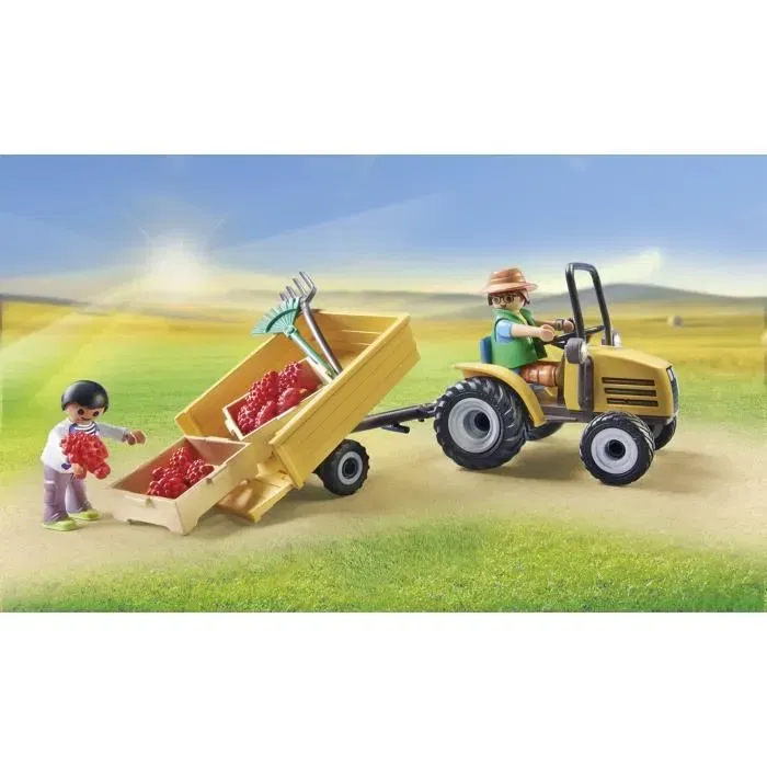 Playmobil 71442 - Figurine de Fermier avec Tracteur et Citerne à Eau, Thème La Vie à la Ferme Country, 117 Pièces, Jouet de Construction dès 4 Ans