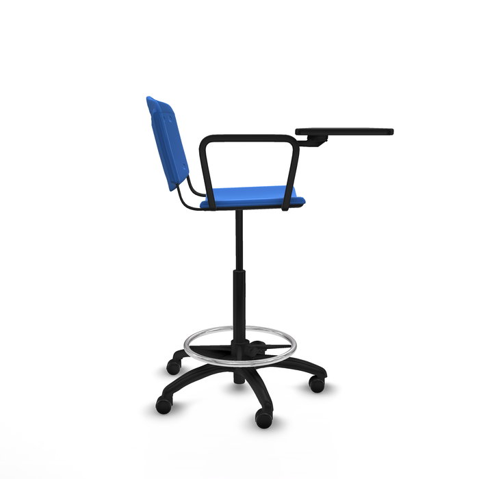Tabouret Taburete Robledo Pivotant Chlorure de polyvinyle Bleu Structure polyamide noire Non applicable Sans appui-tête Roulettes autofreinées