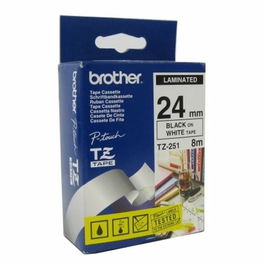 Brother Rubron d'étiquetage TZE-251/TZE251 Noir sur Blanc