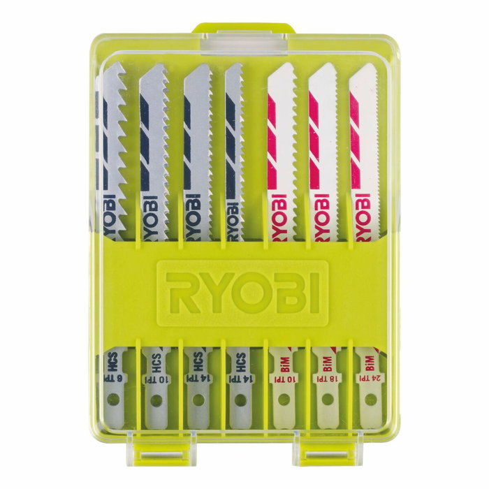 Ryobi Coffret de 10 lames baionnettes pour scie sauteuse bois-plastique et bimétal Ryobi Coffret de 10 lames baionnettes pour scie sauteuse bois-plastique et bimétal