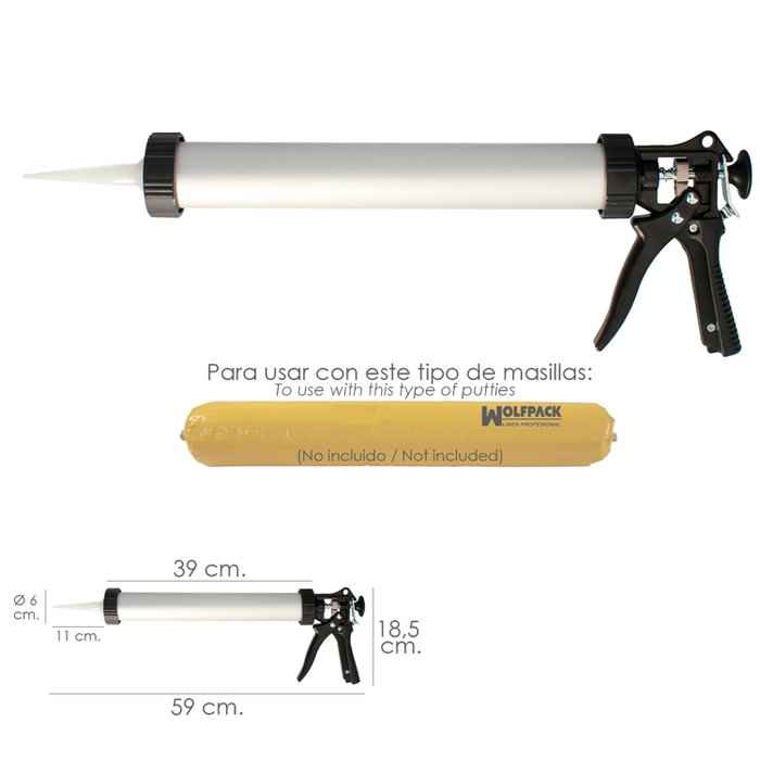 WOLFPACK LINEA PROFESIONAL Pistolet applicateur de mortier 660 cc en aluminium et acier