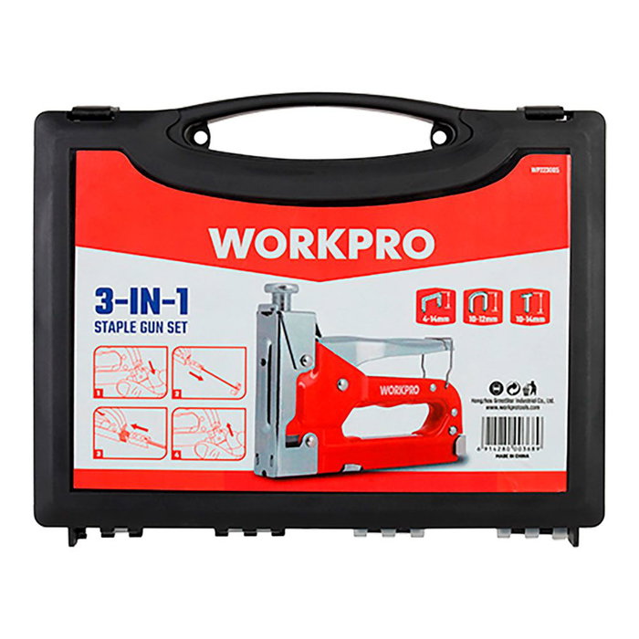 Workpro Kit d'agrafeuse 3 en 1, 4 - 14 mm