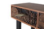 GINER Y COLOMER Console de salon en acacia massif teinté marron 120x35x91 cm, 3 tiroirs, pieds métal noir, finition naturelle et noir, avec patins antidérapants