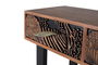 GINER Y COLOMER Console de salon en acacia massif teinté marron 120x35x91 cm, 3 tiroirs, pieds métal noir, finition naturelle et noir, avec patins antidérapants