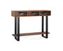 GINER Y COLOMER Console de salon en acacia massif teinté marron 120x35x91 cm, 3 tiroirs, pieds métal noir, finition naturelle et noir, avec patins antidérapants