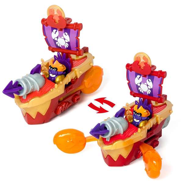 Magic Box Barco Piratix - Bateau pirate avec capitaine, trésor et pièce (Sky Hunter ou Sea Crusher) - 15,7x20x7,4 cm - Jouet pour enfants de 3 à 9 ans