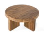 GINER Y COLOMER Table de centre ronde en bois de manguier massif avec pieds en forme de trépied, finition naturelle, marron