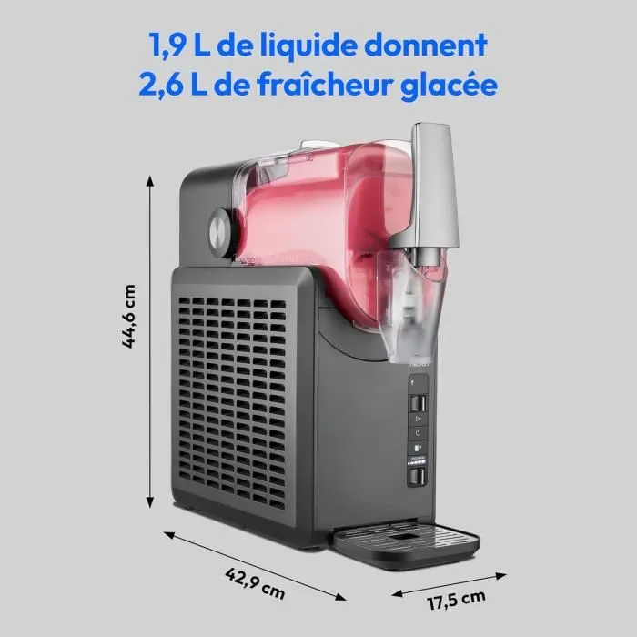 Medion MD12090 - Machine à boissons glacées et granitées - Capacité 2,6 L - 5 programmes dont auto-nettoyage - 200 W