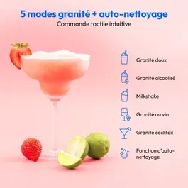 Medion MD12090 - Machine à boissons glacées et granitées - Capacité 2,6 L - 5 programmes dont auto-nettoyage - 200 W