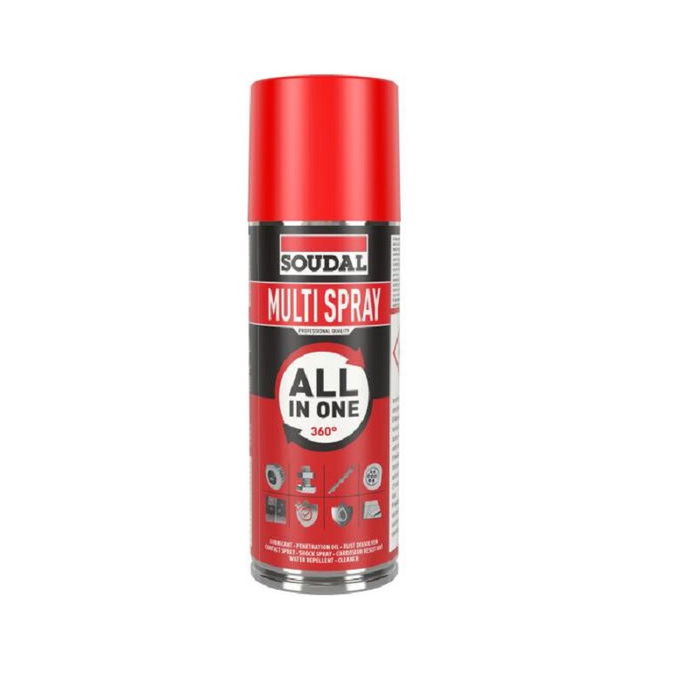 Soudal Spray Multifonction Multispray - Lubrifiant, Anticorrosif, Dégrippant Aérosol 400ml Soudal Spray Multifonction Multispray - Lubrifiant, Anticorrosif, Dégrippant Aérosol 400ml