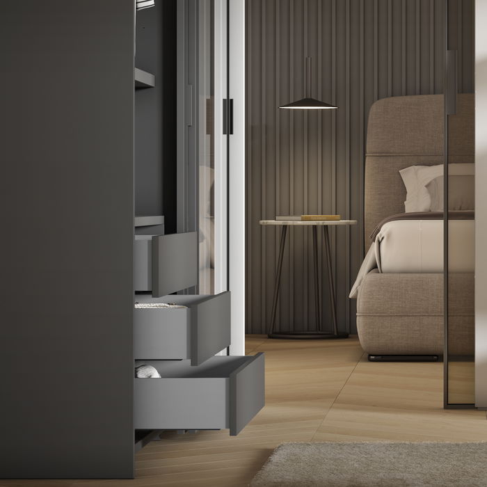 Emuca Tiroir extérieur Vertex avec réglages 3D hauteur 178mm, 40kg, profondeur 400mm, Acier, Peint en aluminium