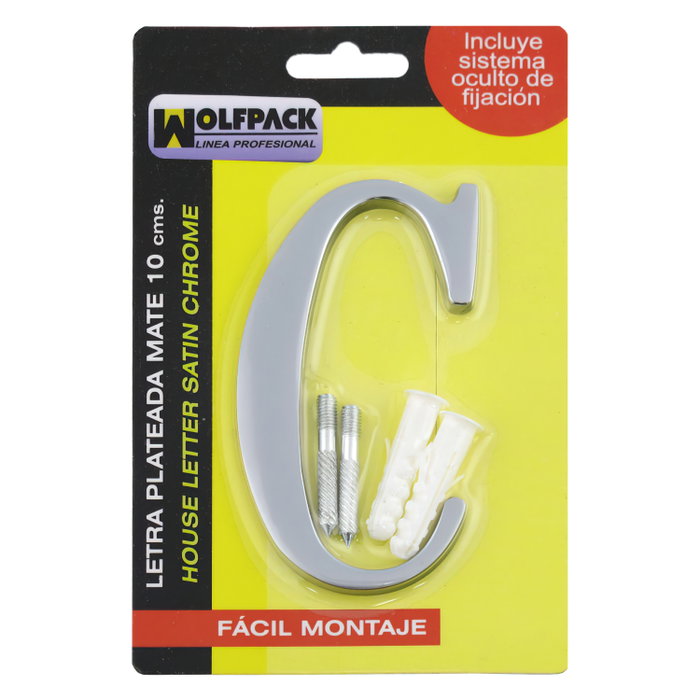 WOLFPACK LINEA PROFESIONAL Lettre Métallique C Argent Mat 10 cm