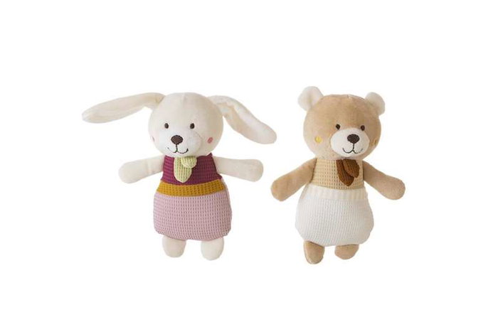 Creaciones Lloris Ours en peluche sonajero 22 cm, ours beige, jouet d'éveil pour bébé dès 3 ans, en polyester