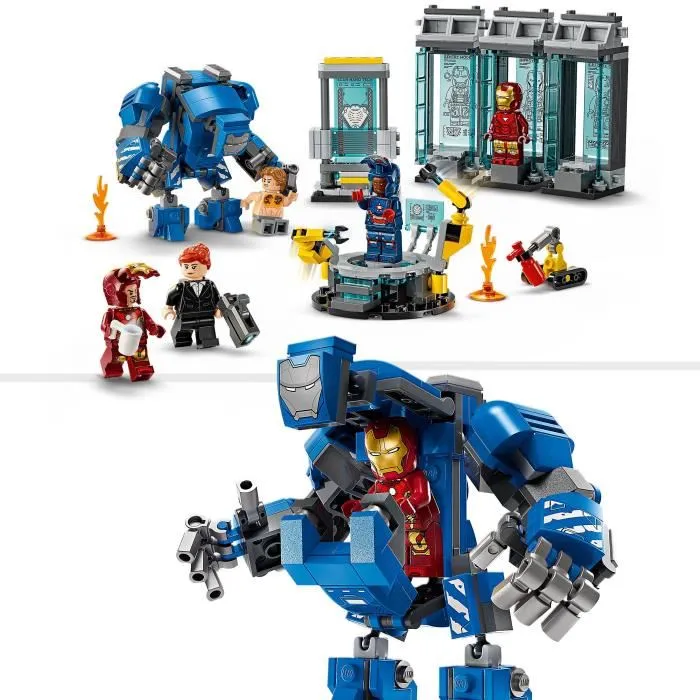 LEGO Marvel 76315 Le Laboratoire d'Iron Man : la Salle des Armures - Jouet de Construction 384 Pièces avec 5 Figurines, pour Enfants de 8 Ans et Plus