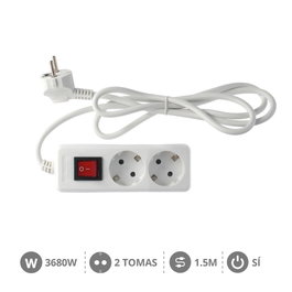 GSC Evolution Base multiple Serie Estándar 2T avec interrupteur, 1,5m, Blanc