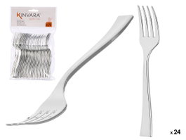 KINVARA Set de 48 fourchettes à dessert en plastique argenté
