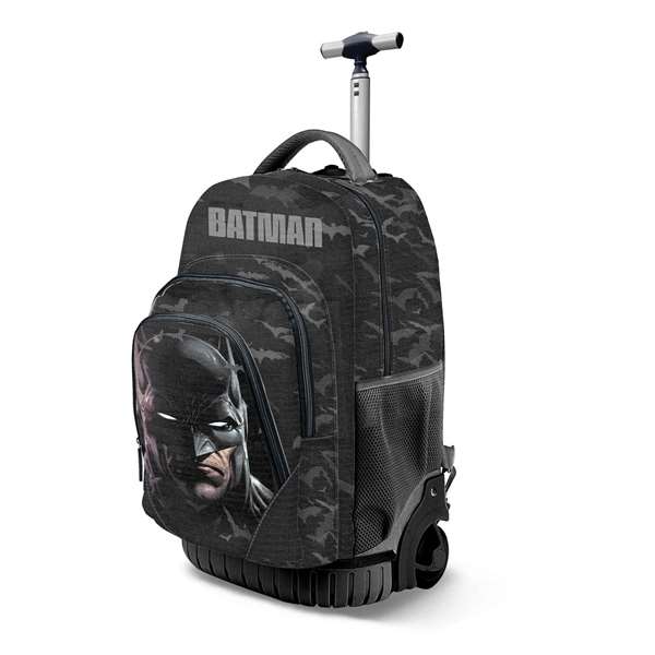 Karactermania - Sac à dos à roulettes trolley Batman GTS Fan Face 47x32x27 cm, pour école, avec 2 compartiments et poignée télescopique