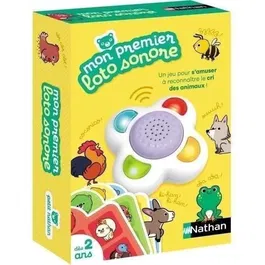 Nathan - Mon Premier Loto Sonore - Jeu éducatif d'association de sons d'animaux pour enfants à partir de 3 ans - Jeu de société