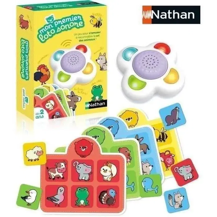 Nathan - Mon Premier Loto Sonore - Jeu éducatif d'association de sons d'animaux pour enfants à partir de 3 ans - Jeu de société