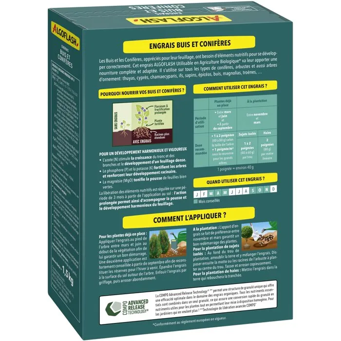 Algoflash Engrais pour buis et conifères 1,5 kg