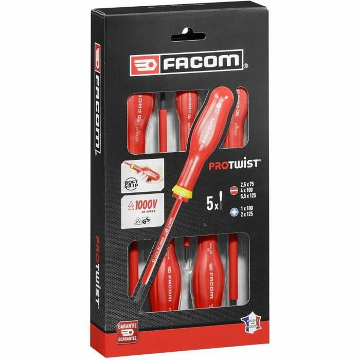 Facom Jeu de 5 tournevis isolés Protwist AT5VE.PB Facom Jeu de 5 tournevis isolés Protwist AT5VE.PB