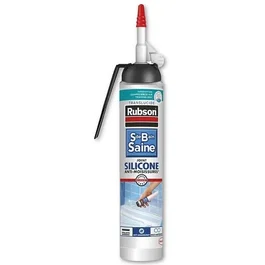 Rubson - Mastic silicone prêt à l'emploi transparent, pour carrelage intérieur, 200 ml, haute élasticité 500%, antimoisissure, hydrofuge