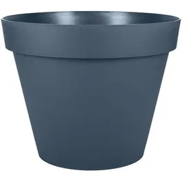 EDA Pot de fleurs rond Toscane - Ø 30 cm - Intérieur/Extérieur - 10 L - Couleur Bleu Jean - Résistant aux intempéries et avec réserve d'eau