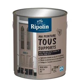 Ripolin Peinture Multi-Supports - 2 L - Beige Moka RAL 1019 - Mat - Pour Bois, Métal, Béton - Résistante aux Intempéries