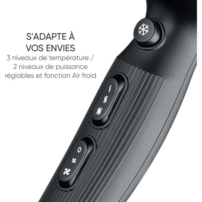 Severin HT 0167 - Sèche-cheveux ionique professionnel 2300W - 3 températures - 2 vitesses - Flux d'air froid - Avec diffuseur et concentrateur - Noir