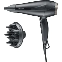Severin HT 0167 - Sèche-cheveux ionique professionnel 2300W - 3 températures - 2 vitesses - Flux d'air froid - Avec diffuseur et concentrateur - Noir