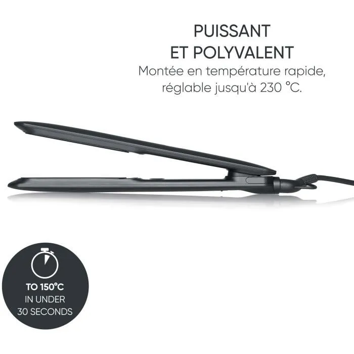 Severin HG 0622 Fer à Lisser Ionique Professionnel, Plaques Céramique Flottantes 110 mm, Écran LED, Chauffe Rapide 230°C, Noir