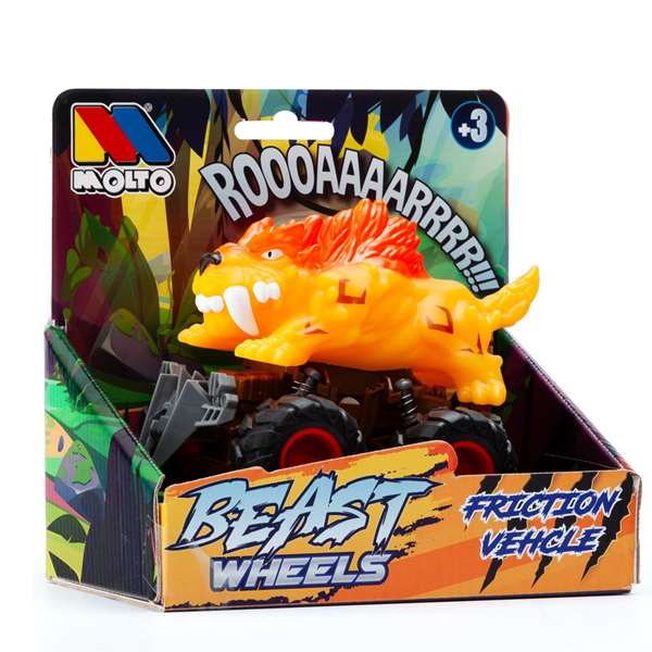 Molto Beast Wheels Véhicules à Friction Animale - 15x5 cm - Modèles en Assortiment Aléatoire (Pack de ?), Jouet en Plastique et Métal
