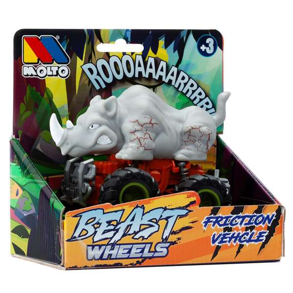 Molto Beast Wheels Véhicules à Friction Animale - 15x5 cm - Modèles en Assortiment Aléatoire (Pack de ?), Jouet en Plastique et Métal