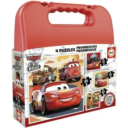 Educa - Puzzle Progressif Disney-Pixar Cars - Malette de 4 Puzzles (12, 16, 20, 25 pièces) - Dimensions 16x16 cm - Enfant à partir de 3 ans