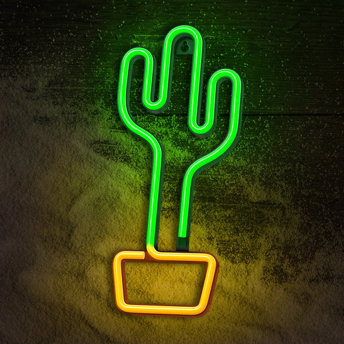 Forever Lampe LED Néon Cactus avec Support de Bureau - Orange - Forever Light Forever Lampe LED Néon Cactus avec Support de Bureau - Orange - Forever Light
