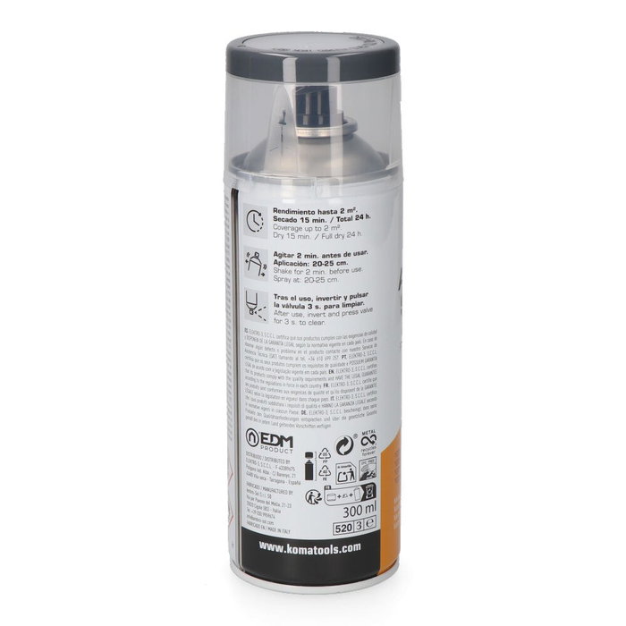 Koma Tools Peinture acrylique en spray RAL 7011 gris fer finition brillante, 300 ml