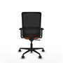 Chaise Zulema Synchro 3 positions tissu Orange Maille Noir Base en nylon noir Accoudoir 2D Sans appui-tête Roulettes 65mm nylon