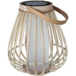 Marta - Lampe solaire extérieure et intérieure effet flamme - Bambou naturel beige - Étanche - Recharge USB et panneau solaire