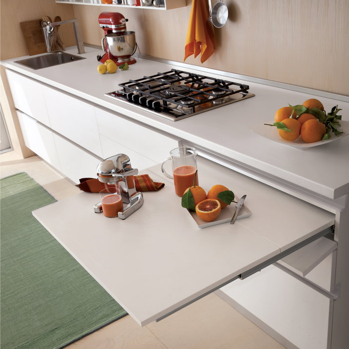 Emuca Coulisses pour table à rallonge Coktail Reverse H35, Aluminium, Inox anodisé