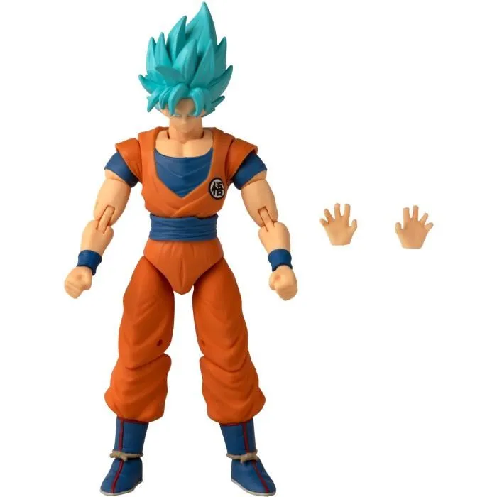 Bandai Figurine Dragon Stars Super Saiyan Blue Goku Dragon Ball Super 17 cm avec 16 points d'articulation et mains supplémentaires