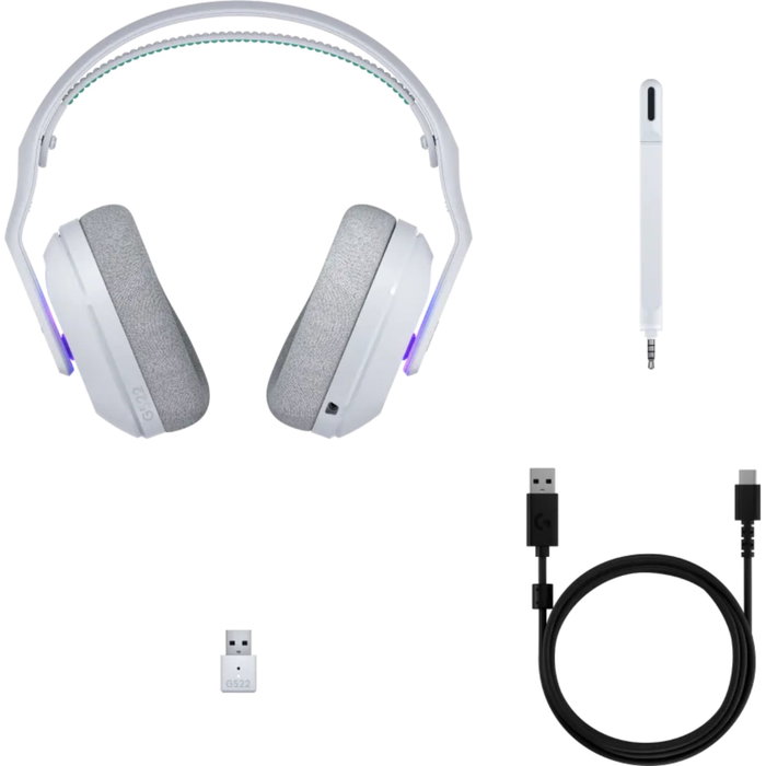 Logitech G G522 LIGHTSPEED Blanc, Casque sans fil Bluetooth/LIGHTSPEED/USB-C