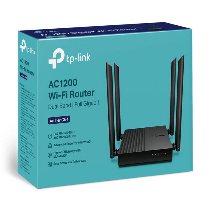 TP-Link Routeur Wi-Fi Double Bande AC1200 MU-MIMO (2.4 GHz + 5 GHz) - Processeur 1.2 GHz - 1 Port WAN Gigabit + 4 Ports LAN Gigabit