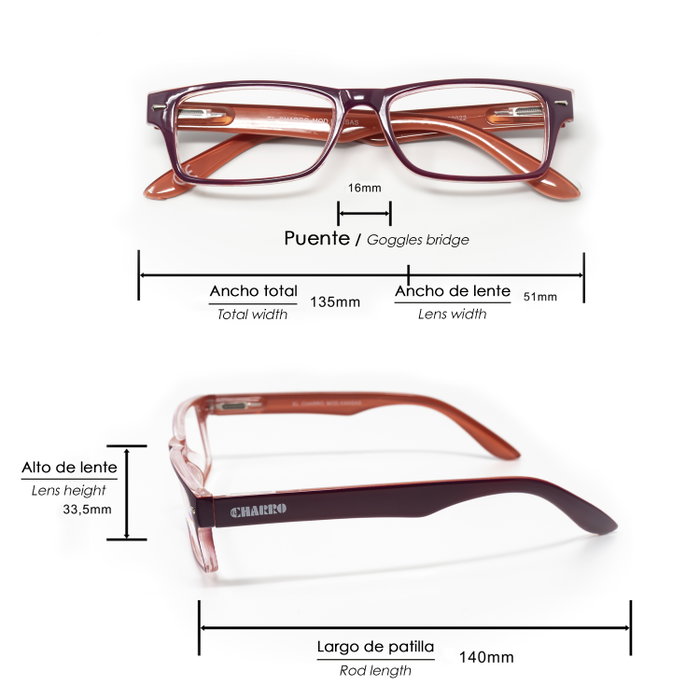 EL CHARRO Lunettes de lecture Kansas Violet / Orange +1,0