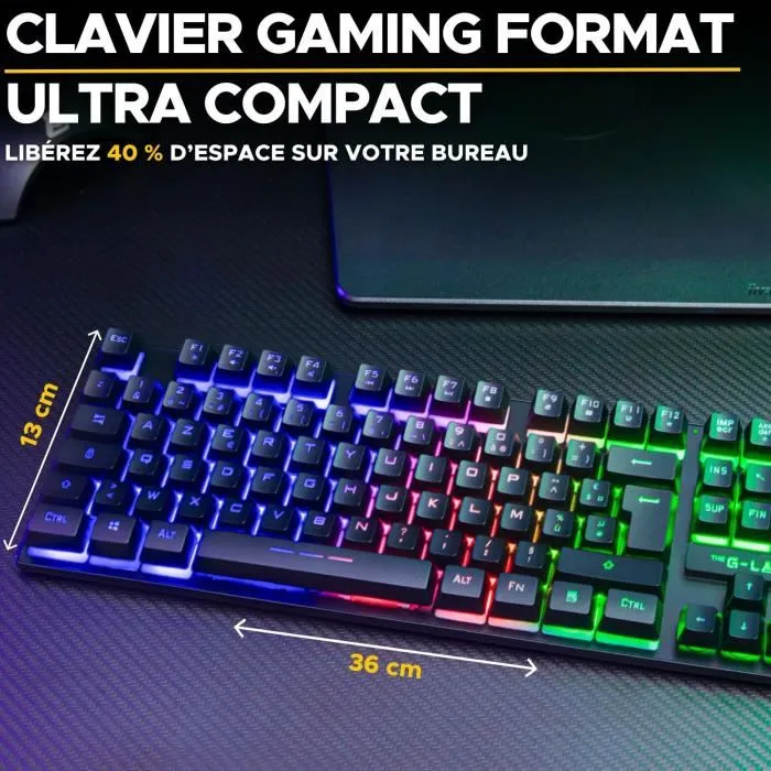 The G-Lab KEYZ CAESIUM TKL WIRELESS - Clavier gamer sans fil compact AZERTY - Noir - Anti-ghosting et rétroéclairage